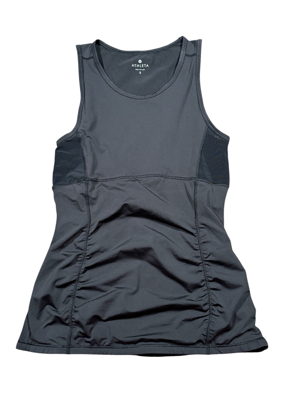 Athleta Stealth Sculptek Compression Tank Women’s Small Black Ruched Mesh